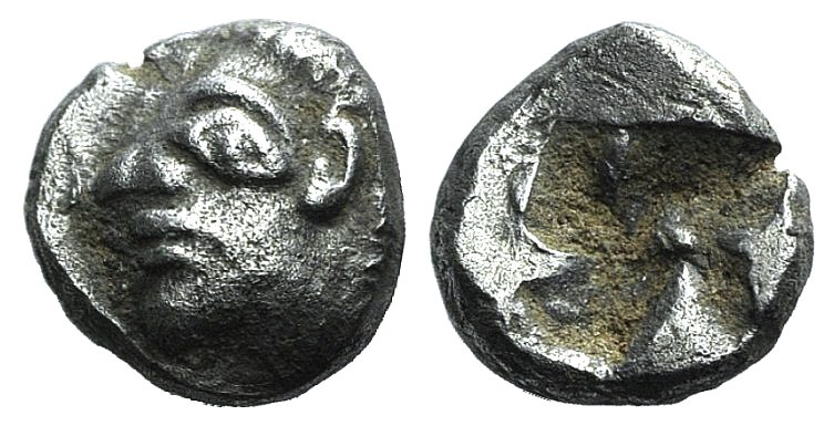 Ionia, Phokaia, c. 521-478 BC. AR Diobol (7mm, 1.06g). Archaic female head l. R/...