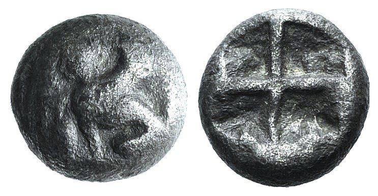 Islands of Ionia, Chios, c. 400-380 BC. AR Hemidrachm (9mm, 1.96g). Sphinx seate...
