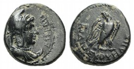 Phrygia, Laodicaea, AD 14-37. Æ (16mm, 3.91g, 12h). Dioskourides, magistrate. Laureate and draped bust of Mên r., wearing Phrygian cap and torque; all...