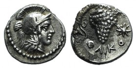 Cilicia, Soloi, c. 410-375 BC. AR Obol (8mm, 0.68g, 2h). Helmeted head of Athena r. R/ Bunch of grapes with tendril to l., star to r. SNG BnF 186-7 va...