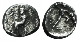 Asia Minor (Cilicia or Eastern mint?), c. 4th-3rd century BC. AR Obol (7mm, 0.78g, 9h). Zeus-Baaltars seated l., holding eagle. R/ Herakles standing r...