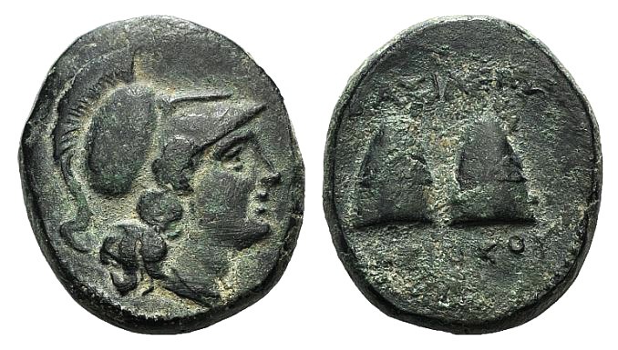 Seleukis Kings, Antiochos I (281-261 BC). Æ (20mm, 7.33g, 12h). Helemted head of...