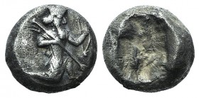 Achaemenid Kings of Persia, c. 455-420 BC. AR Siglos (13mm, 5.34g). Persian king or hero r., in kneeling-running stance, holding bow and dagger, quive...