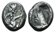 Achaemenid Kings of Persia, c. 455-420 BC. AR Siglos (16mm, 5.35g). Persian king or hero r., in kneeling-running stance, holding bow and dagger, quive...