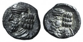 Kings of Persis, Kapat (Napad) (mid-late 1st century AD). AR Obol (8mm, 0.79g, 12h). Bearded bust l., wearing diadem and Parthian-style tiara. R/ Bear...