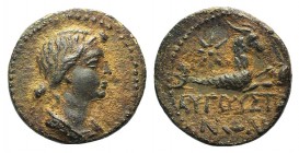 Julia Augusta (Livia, AD 14-29). Cilicia, Augusta. Æ (15mm, 2.82g, 12h), after AD 20. Draped bust r. R/ Capricorn l., holding globe; six-rayed star ab...