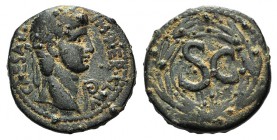 Nero (54-68). Seleucis and Pieria, Antioch. Æ Semis (23mm, 7.84g, 12h), c. 54-68. Laureate head r.; lituus before. R/ Large S C within circular border...