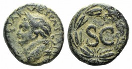 Vespasian (69-79). Seleucis and Pieria, Antioch. Æ (21mm, 8.14g, 12h), AD 73-4. Laureate head l. R/ SC within laurel-wreath. RPC II 1984; RIC II 796. ...