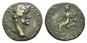 Antoninus Pius (138-161). Lycaonia, Savatra. Æ (24mm, 9.11g, 7h). Laureate head r. R/ Turreted tyche seated l., holding rudder and cornucopia. SNG von...