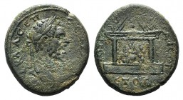 Septimius Severus (193-211). Cappadocia, Caesarea. Æ (27mm, 15.93g, 6h). Laureate head r. R/ Mt. Argaeus within tetrastyle temple. Sydenham, Caesarea ...