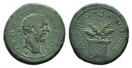 Septimius Severus (193-211). Cappadocia, Caesarea. Æ (23mm, 8.65g, 6h). Laureate head r. R/ Barley ears within basket. Sydenham 614 var. (bust type). ...