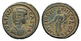 Julia Domna (Augusta, 193-217). Pisidia, Antioch. Æ (23mm, 5.90g, 6h). Draped bust r. R/ Tyche standing l., holding branch and cornucopia. SNG BnF 112...