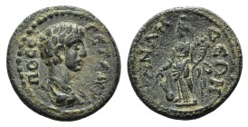 Geta (Caesar 198-209). Pisidia, Andeda. Æ (20mm, 5.61g, 6h). Bare-headed and draped bust r. R/ Tyche standing l., holding rudder and cornucopia. Unpub...