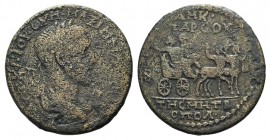 Maximinus I (235-238). Cilicia, Tarsus. Æ (35mm, 23.15, 6h). Radiate, draped and cuirassed bust r. R/ Dionysos and Ariadne in biga drawn by centaurs r...