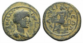Gordian III (238-244). Phrygia, Lysias. Æ (27mm, 9.69g, 6h). Laureate, draped and cuirassed bust r. R/ Cybele seated l., holding patera and resting ar...