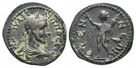 Philip I (244-249). Pisidia, Etenna. Æ (26mm, 8.27g, 1h). Laureate, draped and cuirassed bust r. R/ Helios advacing l., raising hand and holding torch...
