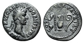 Nerva (96-98). AR Denarius (17mm, 3.08g, 6h). Rome, AD 97. Laureate head r. R/ Simpulum, sprinkler, ewer, and lituus. RIC II 24; RSC 48. Toned, Good F...