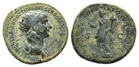 Trajan (98-117). Æ Dupondius (28mm, 12.78g, 6h). Rome, 114-6. Radiate and draped bust r. R/ Felicitas standing l., holding caduceus and cornucopia. RI...