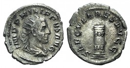 Philip I (244-249). AR Antoninianus (22mm, 2.72g, 6h). Commemorating the 1000th anniversary of Rome. Rome, AD 249. Radiate, draped and cuirassed bust ...