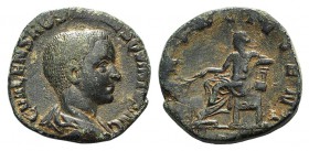 Hostilian (Caesar, 250-251). Æ Sestertius (26mm, 13.65g, 12h). Rome. Bare-headed and draped bust r. R/ Apollo seated l., holding branch. RIC IV 215 (D...