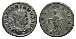Florian (AD 276). Radiate (20mm, 3.24g, 12h). Rome, AD 276. Radiate, draped and cuirassed bust r. R/ Laetitia standing l., holding wreath; XXIB. RIC V...
