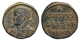 Crispus (Caesar, 316-326). Æ Follis (17mm, 2.30g, 12h). Antioch, 324-5. Laureate, draped and cuirassed bust l. R/ CRISPVS/CAESAR in two lines; star ab...