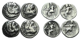 Kings of Macedon, Alexander III, lot of 4 AR Drachms, to be catalog. Lot sold as is, no returns