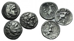 Kings of Macedon, Alexander III, lot of 3 AR Drachms, to be catalog. Lot sold as is, no returns