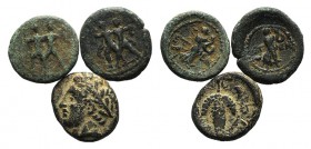 Lot of 3 Greek Æ coins, including Lokris Opuntii (1) and Pisidia, Etenna (2). Lot sold as is, no returns