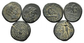 Lot of 3 Greek Æ coins, including Pontos, Amisos (2) and Kabeira (1). Lot sold as is, no returns