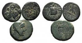Lot of 3 Greek Æ coins, including Pontos, Amisos (2) and Bithynia, Dias (1). Lot sold as is, no returns