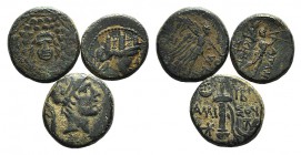 Lot of 3 Greek Æ coins, including Pontos, Amisos (2) and Phrygia, Apameia (1). Lot sold as is, no returns