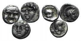 Pisidia, Selge, lot of 3 AR Obols (Gorgoneion / Head of Athena). Lot sold as is, no returns
