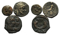 Lot of 3 Greek Æ coins, including Rhodes (Caria), Seleukid Empire (Antiochos I) and Kings of Nabataea (Aretas IV and Shaqilat). Lot sold as is, no ret...