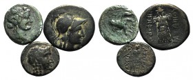 Lot of 3 Greek Æ coins, including Pergamos and Seleukid kings, to be catalog. Lot sold as is, no returns