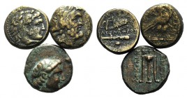 Lot of 3 Greek Æ coins, including Alexander III and Antiochos, to be catalog. Lot sold as is, no returns