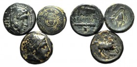 Lot of 3 Greek Æ coins, including Philip II and Alexander, to be catalog. Lot sold as is, no returns