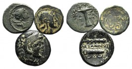 Lot of 3 Greek Æ coins, including Alexander and Kyzikos, to be catalog. Lot sold as is, no returns