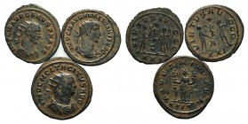 Lot of 3 Roman Imperial Radiates, including Tacitus, Carus and Numerian. Lot sold as is, no returns