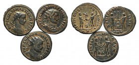 Lot of 3 Roman Imperial Radiates, including Maximianus (1) and Diocletian (2). Lot sold as is, no returns
