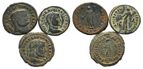 Lot of 3 Roman Imperial Æ large Folles, including Maximianus (1) and Diocletian (2). Lot sold as is, no returns