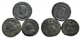 Lot of 3 Late Roman Æ coins, including Constantine II (2) and Aelia Eudoxia (1). Lot sold as is, no returns