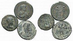 Lot of 3 Roman Imperial Æ coins, including Hadrian, Diocletian and Jovian, to be catalog. Lot sold as is, no returns