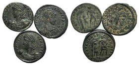Lot of 3 Roman Imperial Æ coins, including Constans and Theodosius, to be catalog. Lot sold as is, no returns