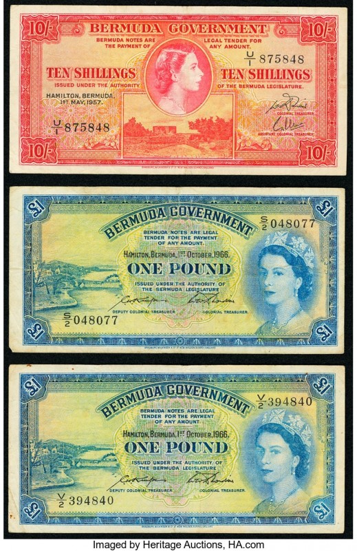 Bermuda Bermuda Government 10 Shillings; 1 Pound (2) 1.5.1957; 1.10.1966 (2) Pic...