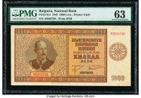 Bulgaria Bulgaria National Bank 1000 Leva 1942 Pick 61a PMG Choice Uncirculated 63. Corner stain.

HID09801242017

© 2020 Heritage Auctions | All Righ...
