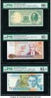 Chile Banco Central de Chile 5 Centesimos on 50 Pesos ND (1960-61) Pick 126b PMG Gem Uncirculated 66 EPQ; Brazil Banco Central 50 Cruzados; 5 C.N. on ...