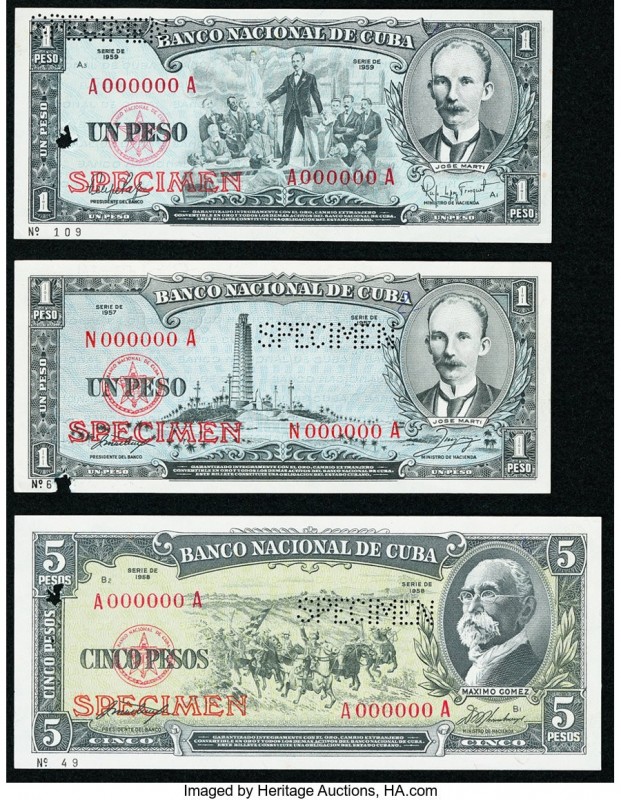 Cuba Banco Nacional de Cuba Group Lot of 3 Specimen Examples About Uncirculated....