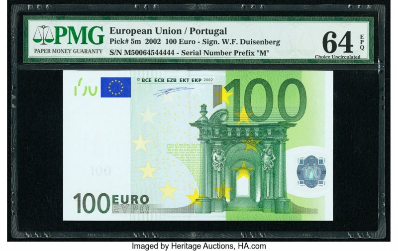 European Union Central Bank, Portugal 100 Euro 2002 Pick 5m PMG Choice Uncircula...