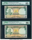 Hong Kong Chartered Bank 10 Dollars 1.6.1975 Pick 74b Two Consecutive Examples PMG Gem Uncirculated 66 EPQ; Gem Uncirculated 65 EPQ. 

HID09801242017
...